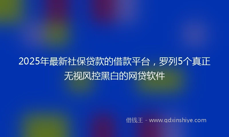 2025年最新社保贷款的借款平台，罗列5个真正无视风控黑白的网贷软件