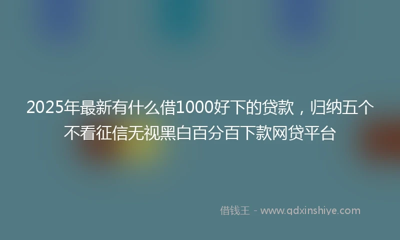 2025年最新有什么借1000好下的贷款，归纳五个不看征信无视黑白百分百下款网贷平台