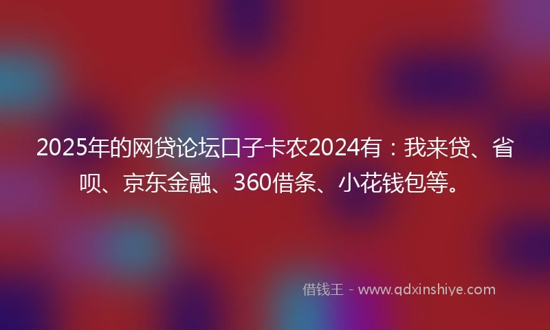 2025年的网贷论坛口子卡农2024有：我来贷、省呗、京东金融、360借条、小花钱包等。