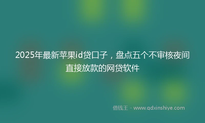 2025年最新苹果id贷口子，盘点五个不审核夜间直接放款的网贷软件