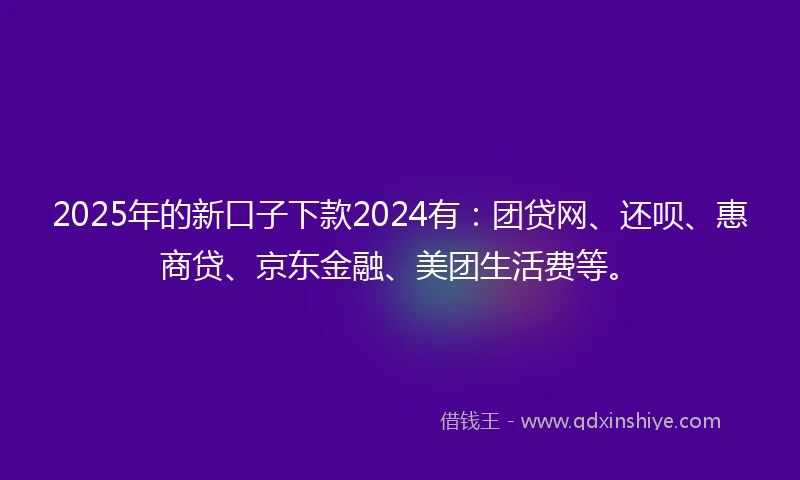 2025年的新口子下款2024有：团贷网、还呗、惠商贷、京东金融、美团生活费等。