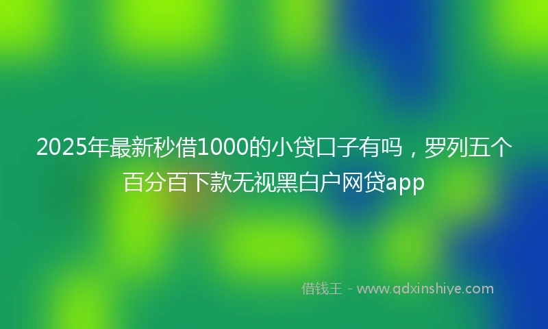 2025年最新秒借1000的小贷口子有吗，罗列五个百分百下款无视黑白户网贷app