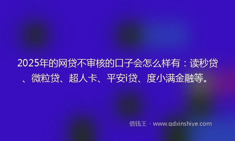 2025年的网贷不审核的口子会怎么样有：读秒贷、微粒贷、超人卡、平安i贷、度小满金融等。