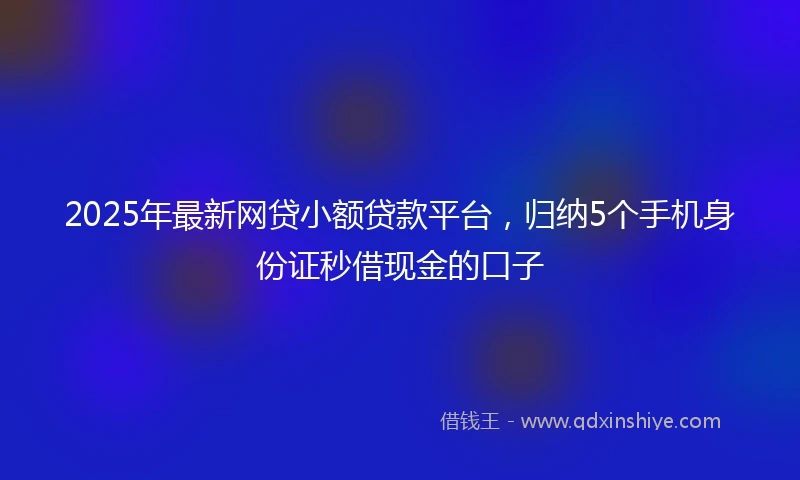 2025年最新网贷小额贷款平台，归纳5个手机身份证秒借现金的口子