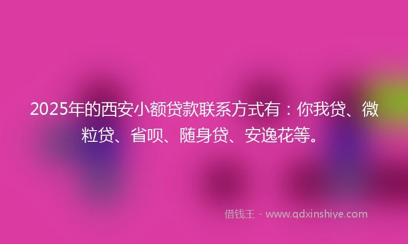 2025年的西安小额贷款联系方式有：你我贷、微粒贷、省呗、随身贷、安逸花等。
