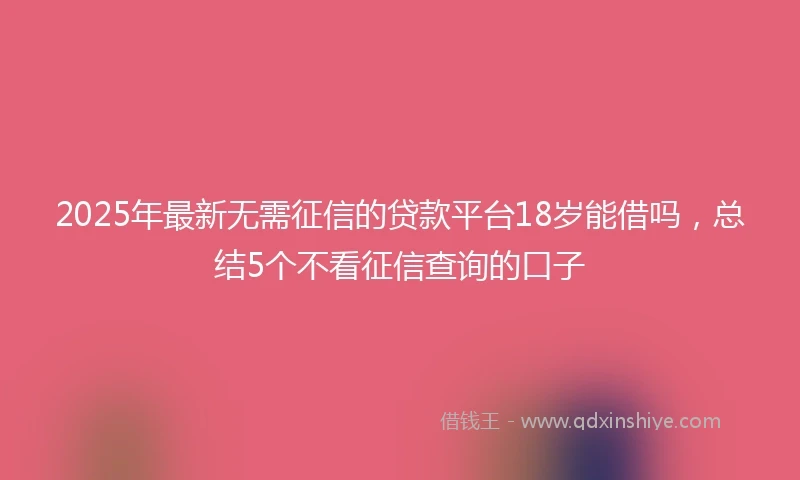 2025年最新无需征信的贷款平台18岁能借吗，总结5个不看征信查询的口子