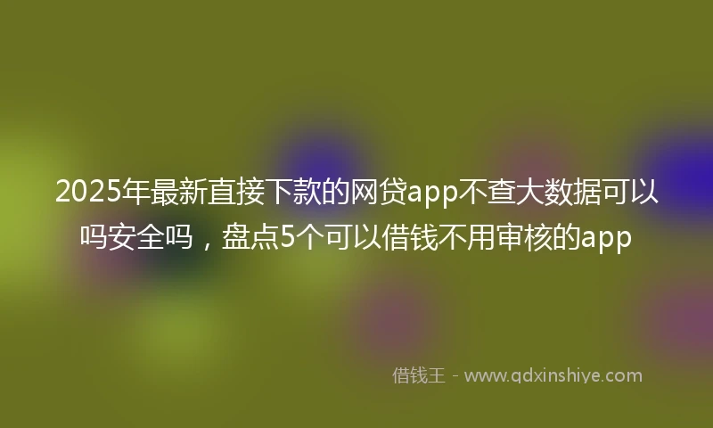 2025年最新直接下款的网贷app不查大数据可以吗安全吗，盘点5个可以借钱不用审核的app