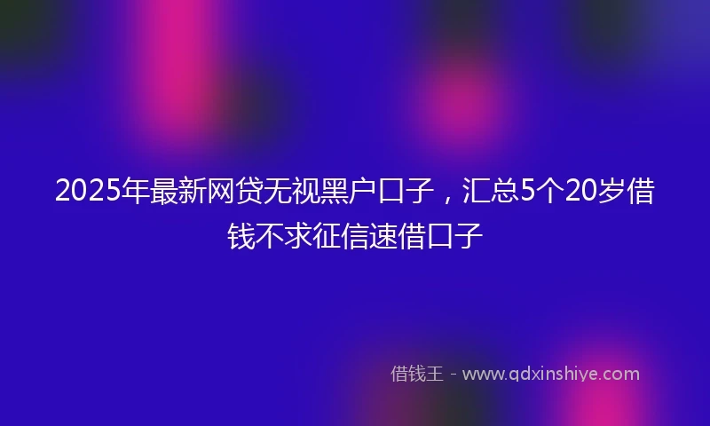 2025年最新网贷无视黑户口子，汇总5个20岁借钱不求征信速借口子