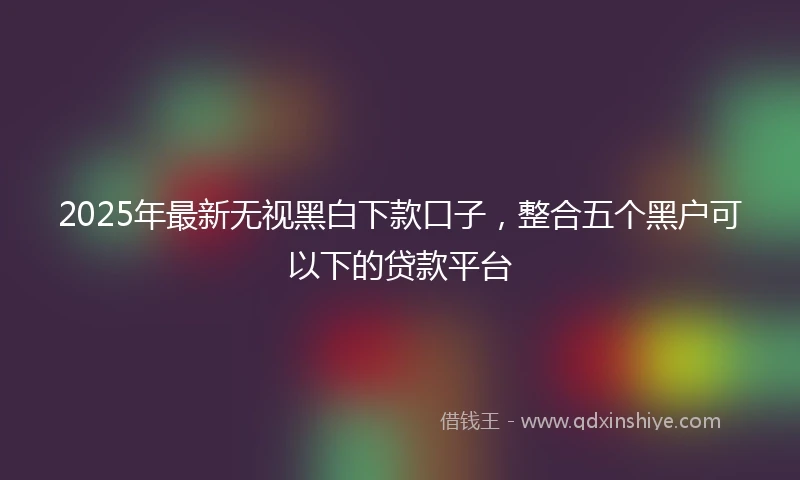 2025年最新无视黑白下款口子，整合五个黑户可以下的贷款平台