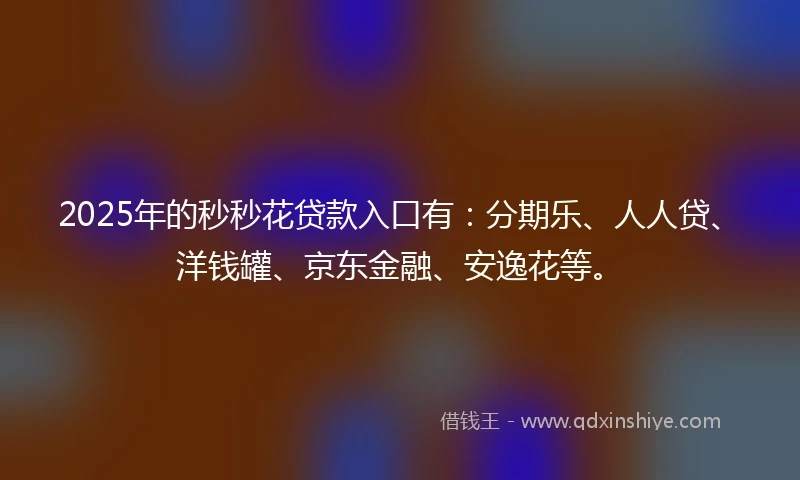 2025年的秒秒花贷款入口有：分期乐、人人贷、洋钱罐、京东金融、安逸花等。
