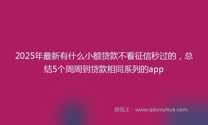 2025年最新有什么小额贷款不看征信秒过的，总结5个周周到贷款相同系列的app