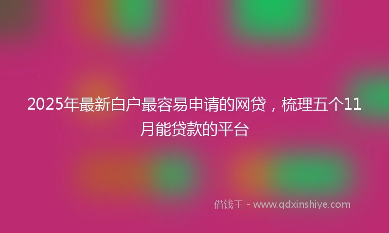 2025年最新白户最容易申请的网贷，梳理五个11月能贷款的平台