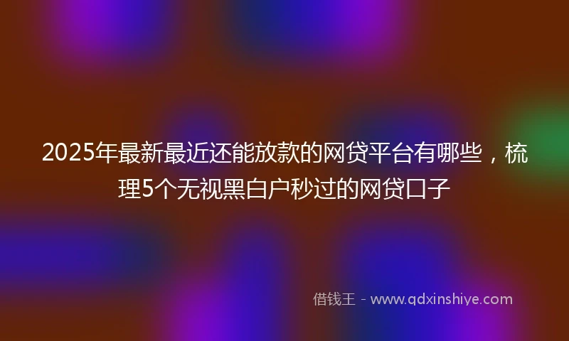 2025年最新最近还能放款的网贷平台有哪些，梳理5个无视黑白户秒过的网贷口子