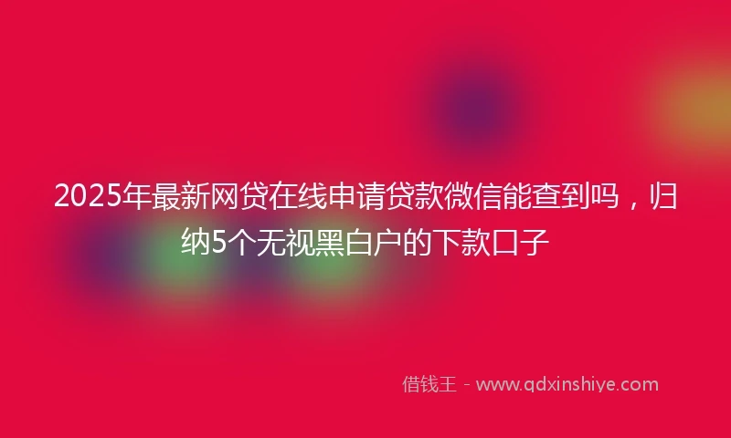 2025年最新网贷在线申请贷款微信能查到吗，归纳5个无视黑白户的下款口子