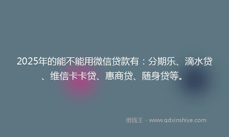 2025年的能不能用微信贷款有：分期乐、滴水贷、维信卡卡贷、惠商贷、随身贷等。