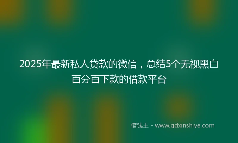 2025年最新私人贷款的微信，总结5个无视黑白百分百下款的借款平台
