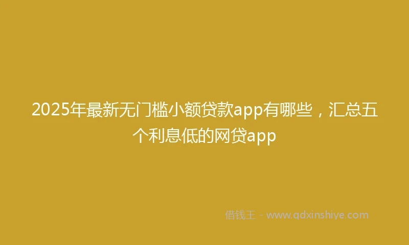 2025年最新无门槛小额贷款app有哪些，汇总五个利息低的网贷app