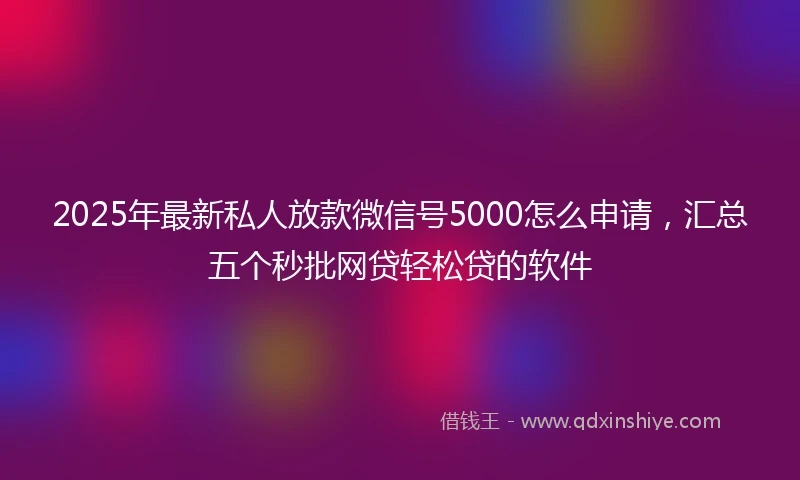 2025年最新私人放款微信号5000怎么申请，汇总五个秒批网贷轻松贷的软件