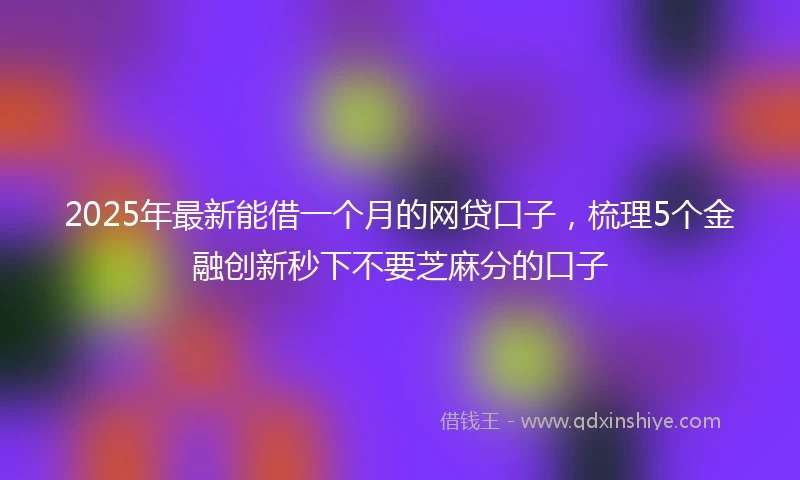 2025年最新能借一个月的网贷口子，梳理5个金融创新秒下不要芝麻分的口子