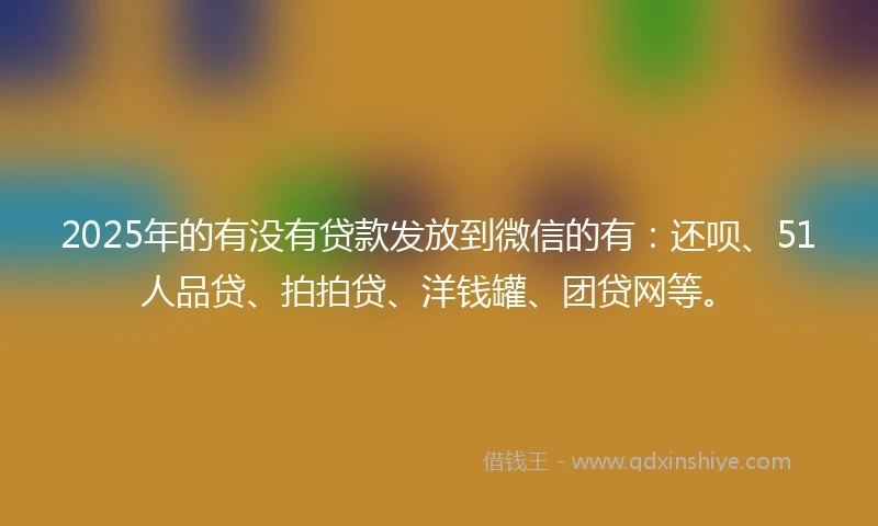2025年的有没有贷款发放到微信的有：还呗、51人品贷、拍拍贷、洋钱罐、团贷网等。