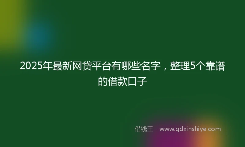 2025年最新网贷平台有哪些名字，整理5个靠谱的借款口子