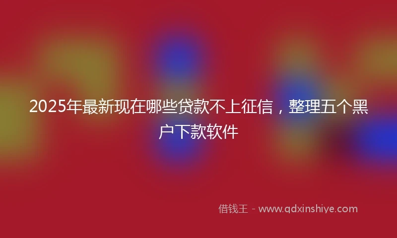 2025年最新现在哪些贷款不上征信，整理五个黑户下款软件