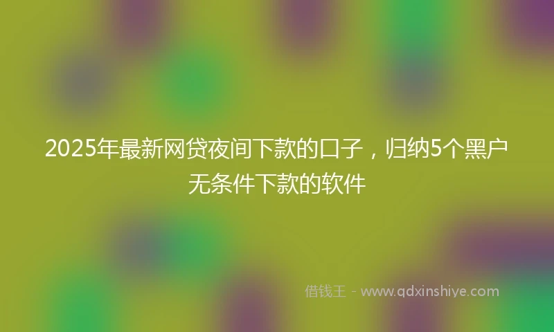 2025年最新网贷夜间下款的口子，归纳5个黑户无条件下款的软件