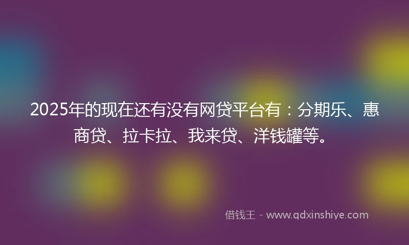 2025年的现在还有没有网贷平台有：分期乐、惠商贷、拉卡拉、我来贷、洋钱罐等。