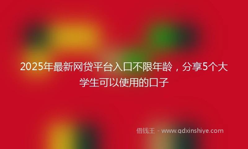 2025年最新网贷平台入口不限年龄，分享5个大学生可以使用的口子