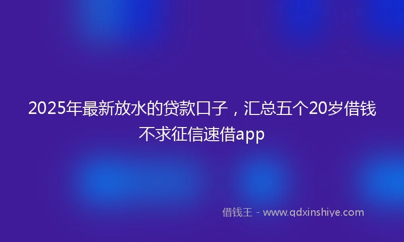 2025年最新放水的贷款口子，汇总五个20岁借钱不求征信速借app