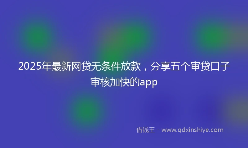 2025年最新网贷无条件放款，分享五个审贷口子审核加快的app