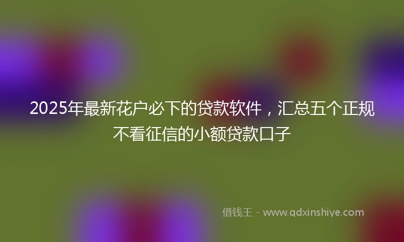 2025年最新花户必下的贷款软件,汇总五个正规不看征信的小额贷款口子
