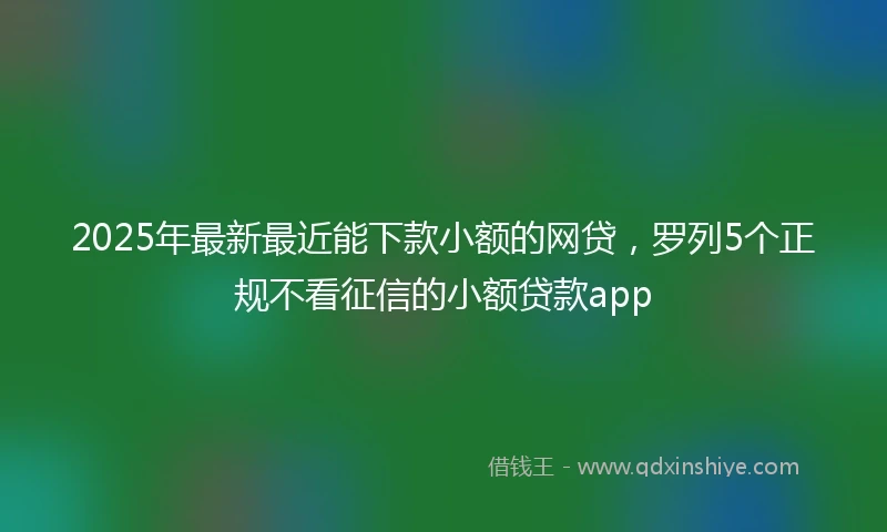 2025年最新最近能下款小额的网贷，罗列5个正规不看征信的小额贷款app