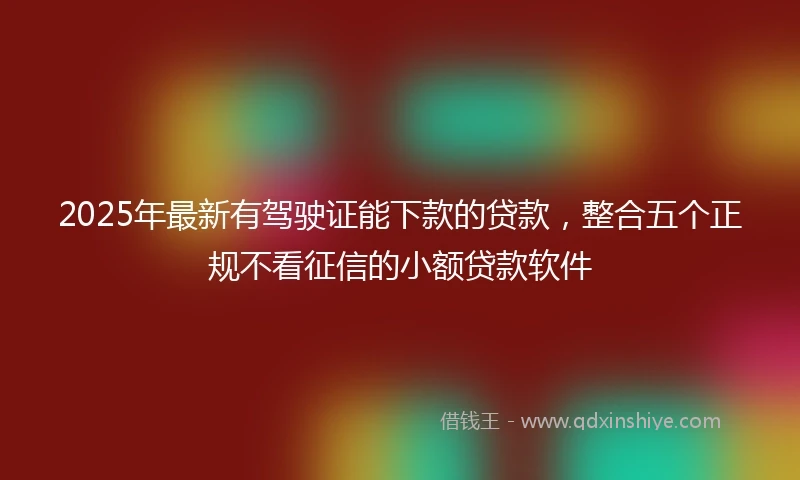 2025年最新有驾驶证能下款的贷款，整合五个正规不看征信的小额贷款软件