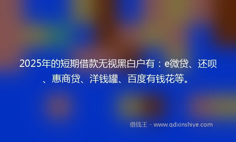 2025年的短期借款无视黑白户有：e微贷、还呗、惠商贷、洋钱罐、百度有钱花等。