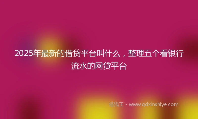 2025年最新的借贷平台叫什么，整理五个看银行流水的网贷平台