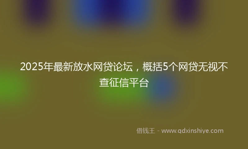 2025年最新放水网贷论坛，概括5个网贷无视不查征信平台