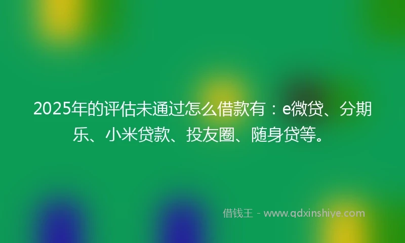 2025年的评估未通过怎么借款有：e微贷、分期乐、小米贷款、投友圈、随身贷等。
