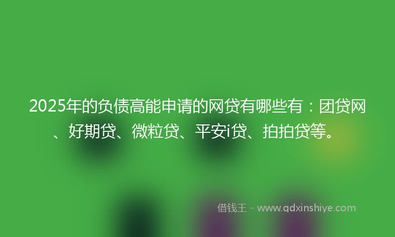 2025年的负债高能申请的网贷有哪些有：团贷网、好期贷、微粒贷、平安i贷、拍拍贷等。