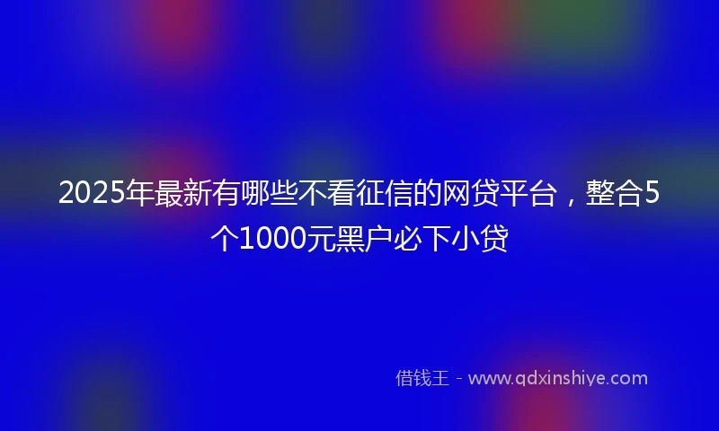 2025年最新有哪些不看征信的网贷平台，整合5个1000元黑户必下小贷