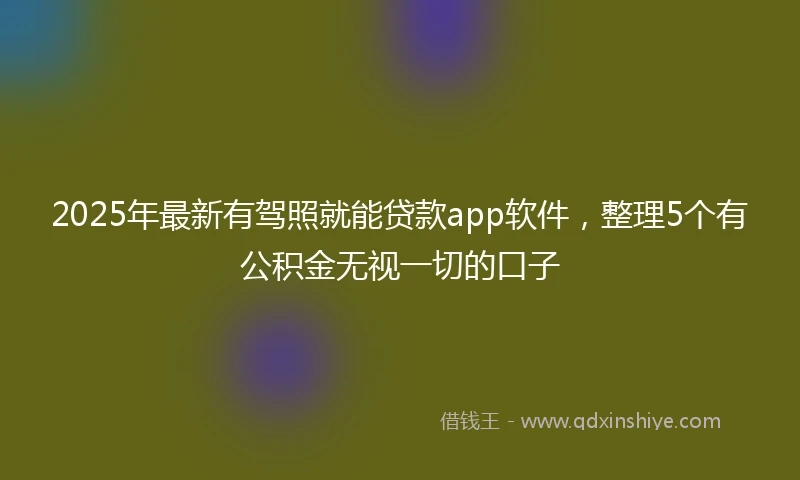 2025年最新有驾照就能贷款app软件，整理5个有公积金无视一切的口子