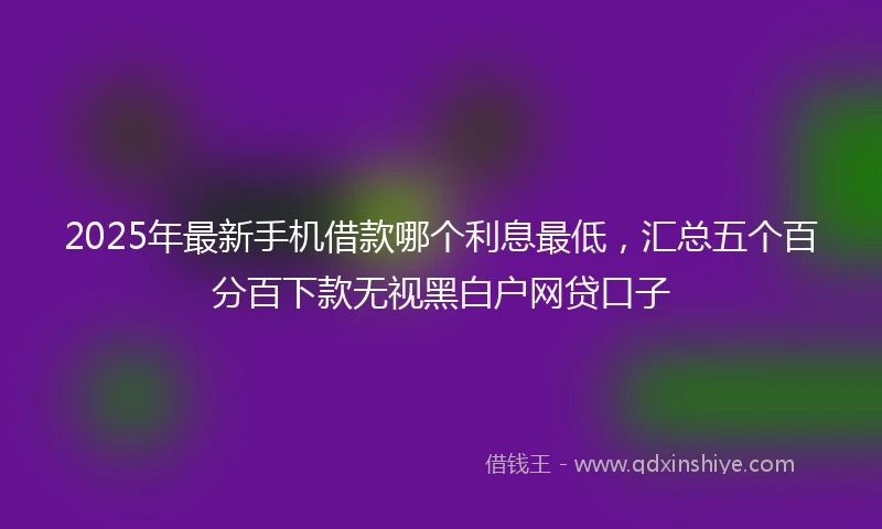 2025年最新手机借款哪个利息最低，汇总五个百分百下款无视黑白户网贷口子