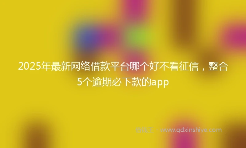 2025年最新网络借款平台哪个好不看征信，整合5个逾期必下款的app
