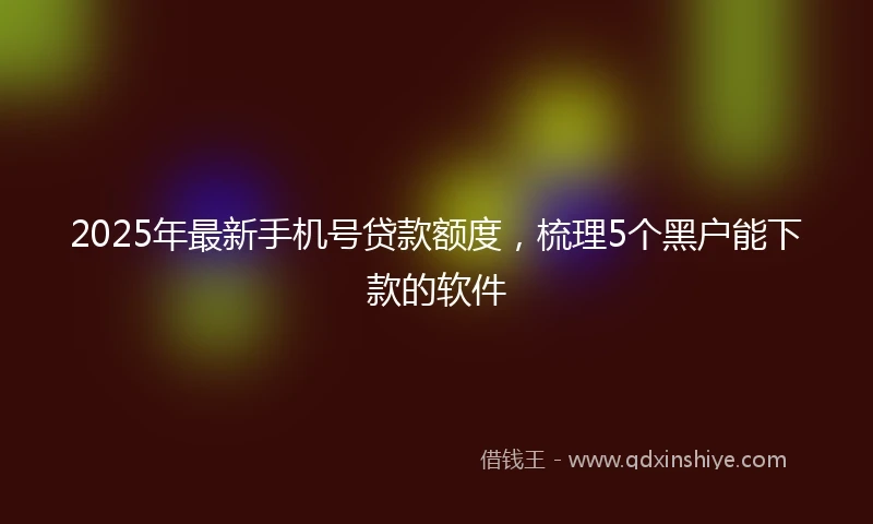 2025年最新手机号贷款额度，梳理5个黑户能下款的软件