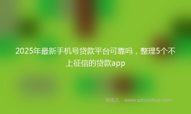 2025年最新手机号贷款平台可靠吗，整理5个不上征信的贷款app