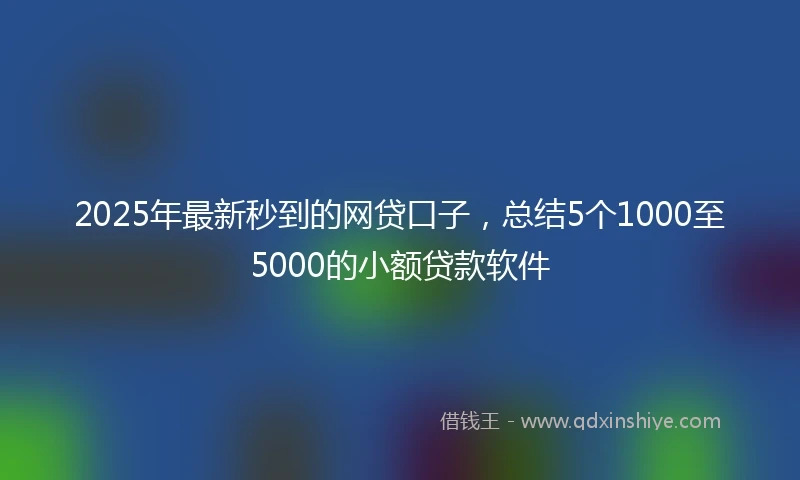 2025年最新秒到的网贷口子，总结5个1000至5000的小额贷款软件