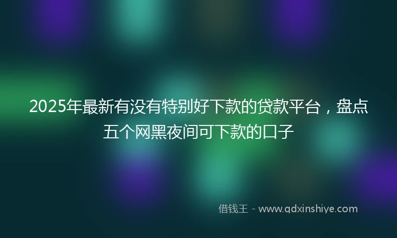 2025年最新有没有特别好下款的贷款平台，盘点五个网黑夜间可下款的口子