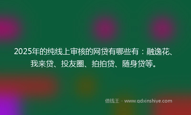 2025年的纯线上审核的网贷有哪些有：融逸花、我来贷、投友圈、拍拍贷、随身贷等。