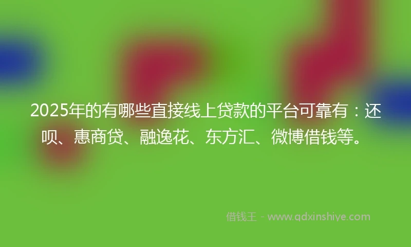 2025年的有哪些直接线上贷款的平台可靠有：还呗、惠商贷、融逸花、东方汇、微博借钱等。