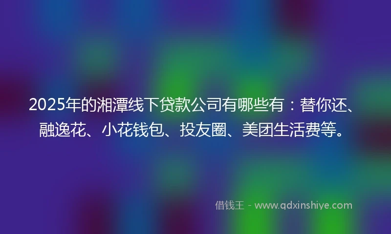 2025年的湘潭线下贷款公司有哪些有：替你还、融逸花、小花钱包、投友圈、美团生活费等。
